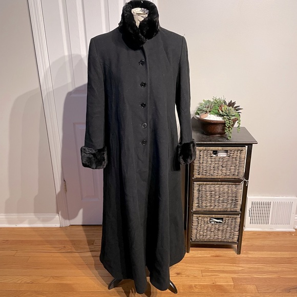 Steve by Searly Vintage Wool Beaver Fur Buttons Mock Flare winter rave Formal - Picture 3 of 10